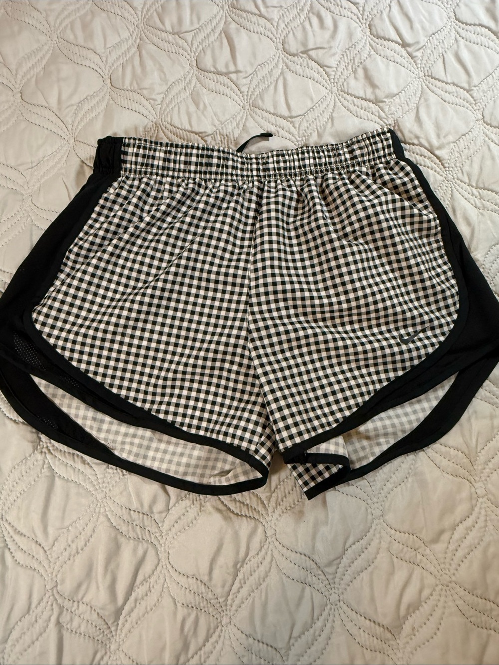 Nike Dri-FIT Gingham Running Shorts Black White Check Size S